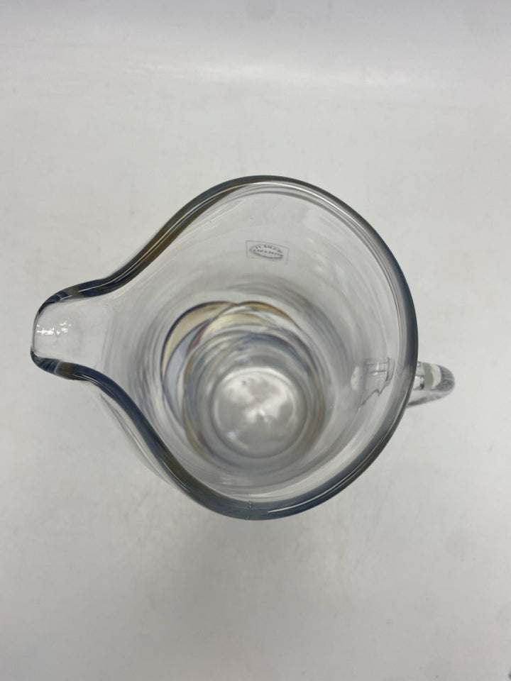 Clear Pink/Multi Abstract Glass Pitcher