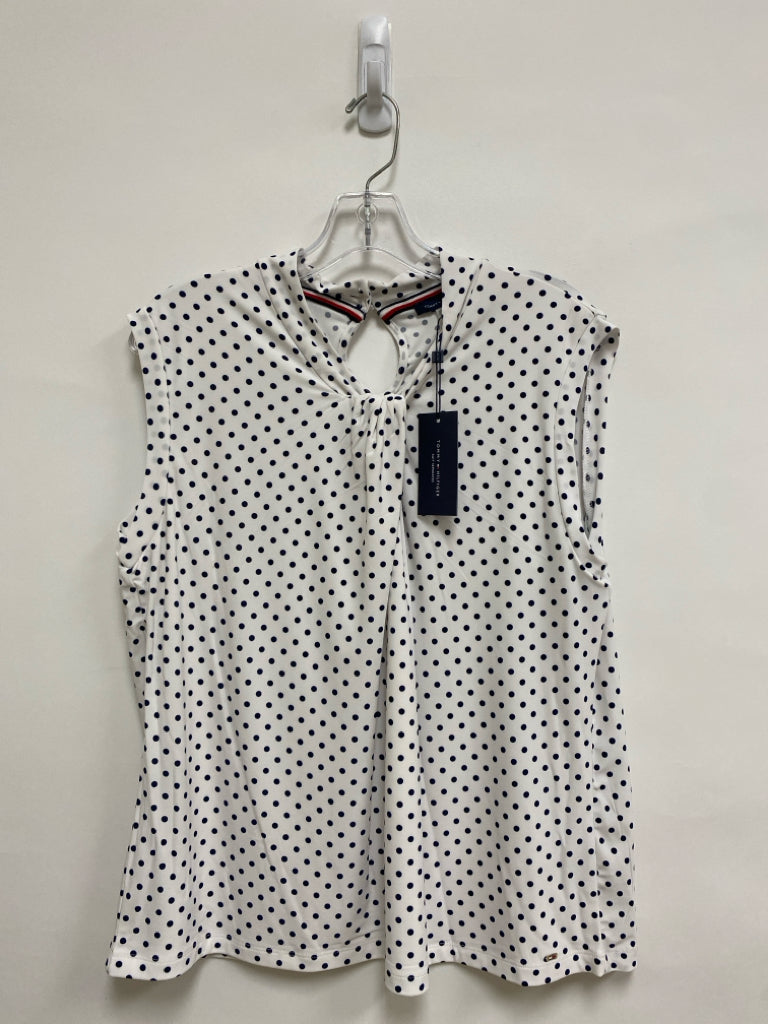 NWT Tommy Hilfiger Size XL White Navy Polka Dot Sleeveless Ladies Top