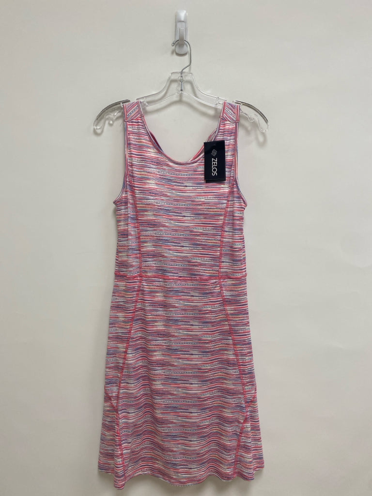 NWT Zelos Size S Pink White/Blue Striped Sleeveless Athletic Dress