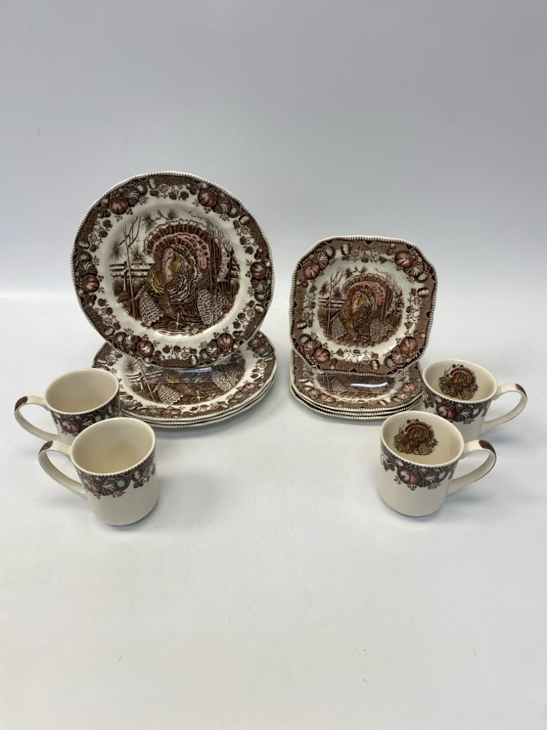 Brown/White Pink Turkey China Dishes