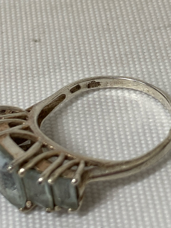 Pale Blue Silver Jeweled Ring