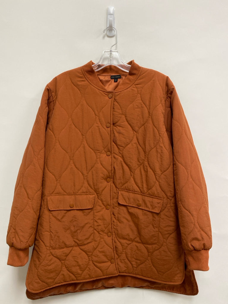 coco+carmen Size L Burnt Orange Button Up Quilted Ladies Jacket