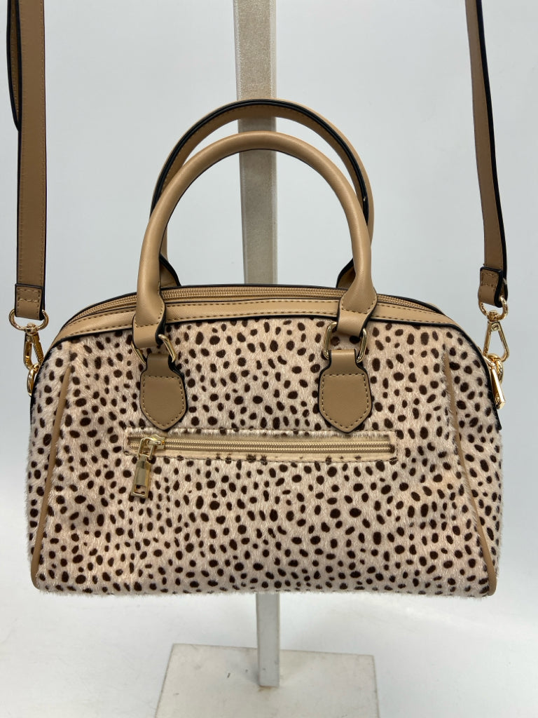 Simply Noelle Tan Brown Animal Print Faux Fur Handbag