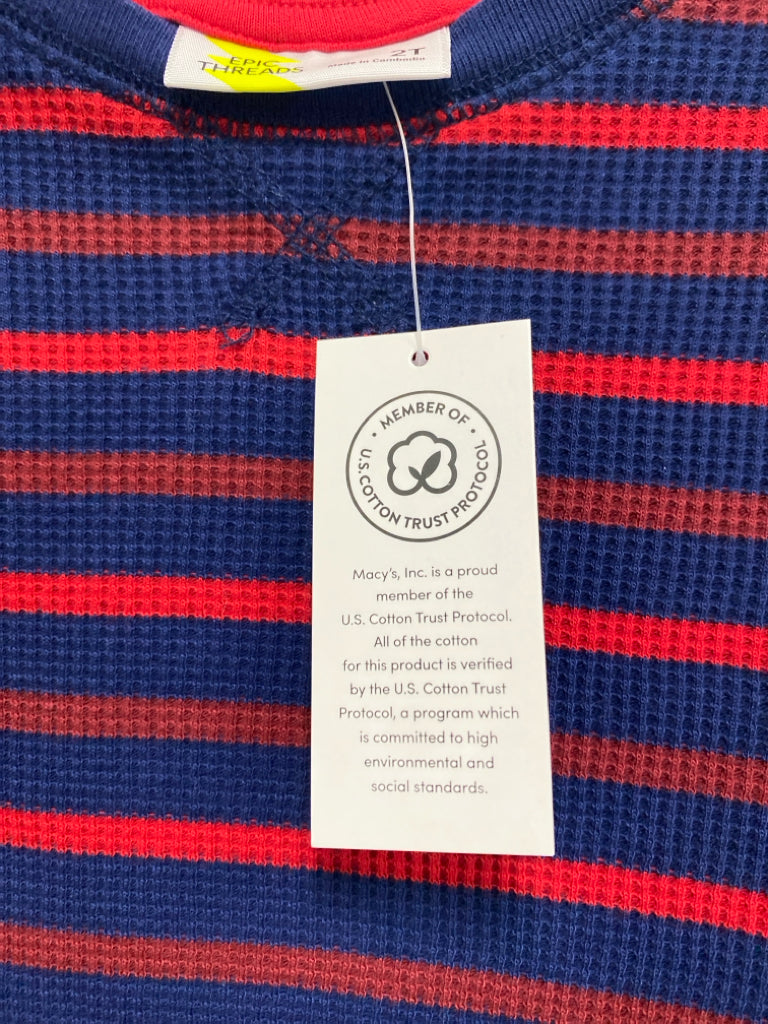 NWT Epic Threads SIZE 2T Navy Red Stripe Boy&