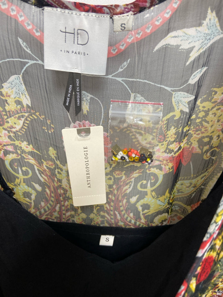 NWT HD in Paris Size S Black/Cream Orange/Multi Assorted Print Ladies Dress