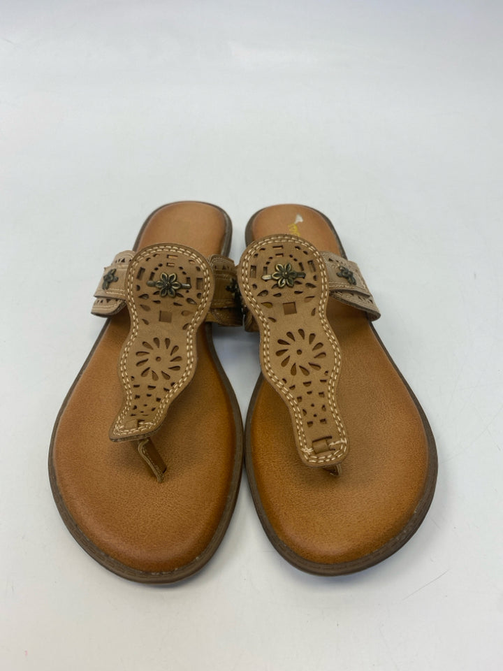 Size 9 Brown Perforated Sandals