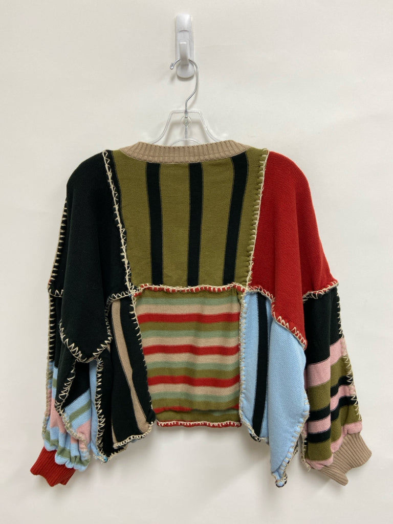 Earthbound Size M Black Orange/Multi Patchwork Ladies Sweater