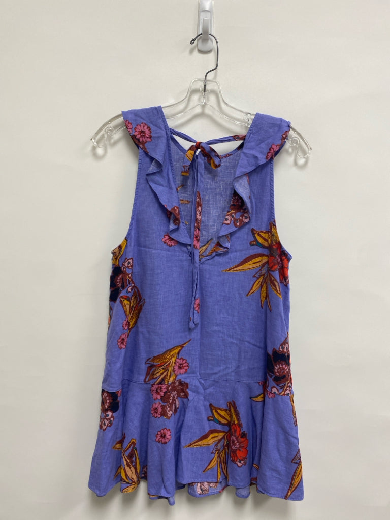 Free People Size XS Periwinkle Brown/Multi Floral Sleeveless Ladies Dress