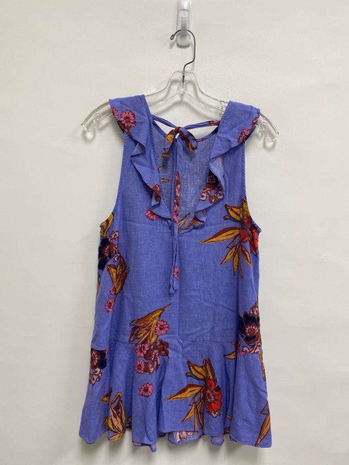 Free People Size XS Periwinkle Brown/Multi Floral Sleeveless Ladies Dress