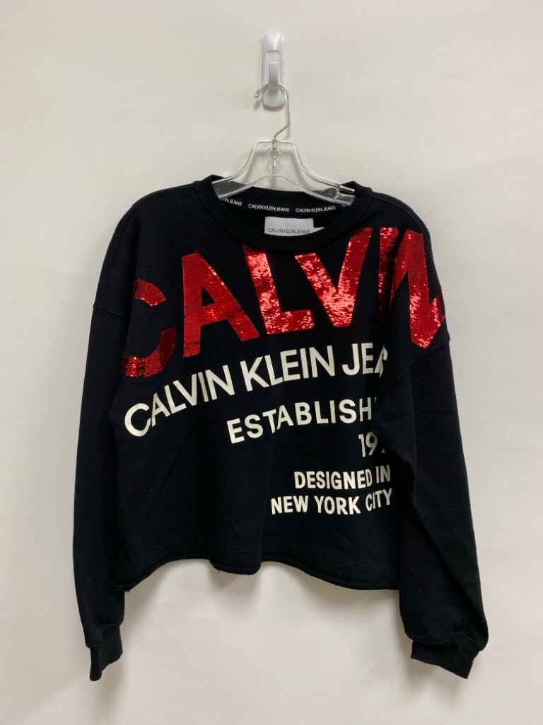Calvin Klein Size L Black Red/White Sequins Ladies Sweatshirt