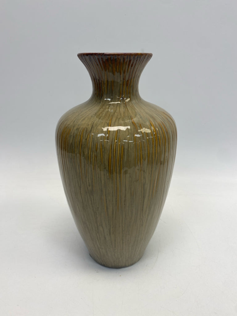 Brown/Black Striped Ceramic Vase