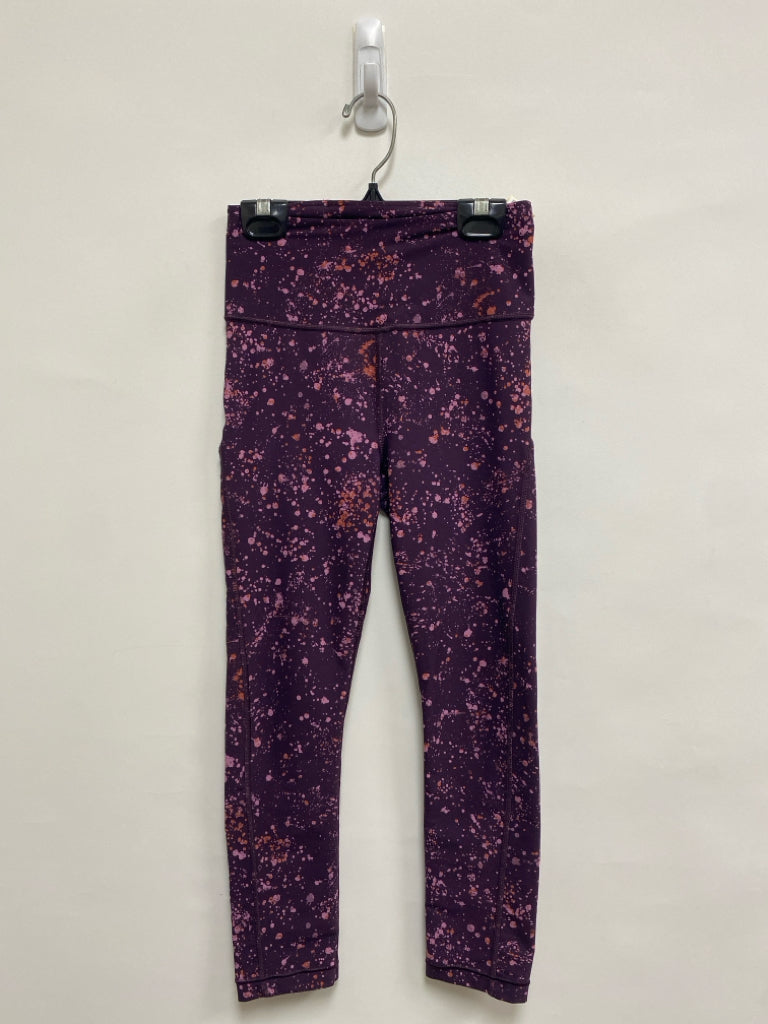 Athleta Size XXS Purple Orange Splatter Athletic Leggings