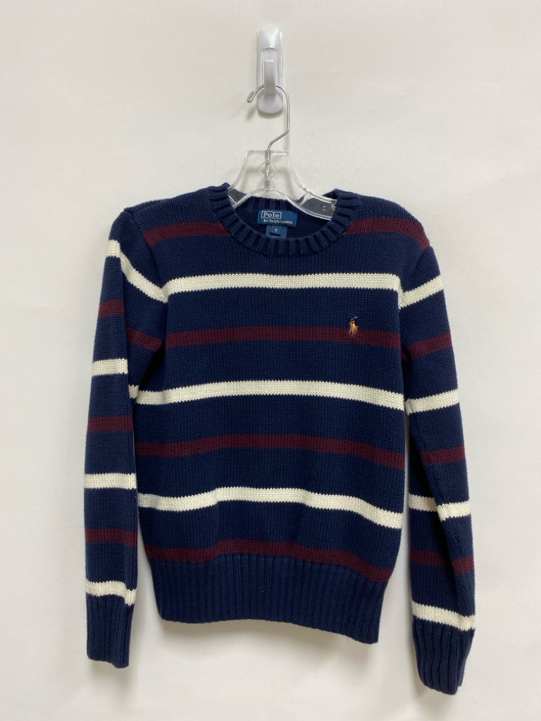 Polo SIZE S Navy Burgundy/Cream Stripes Boy&