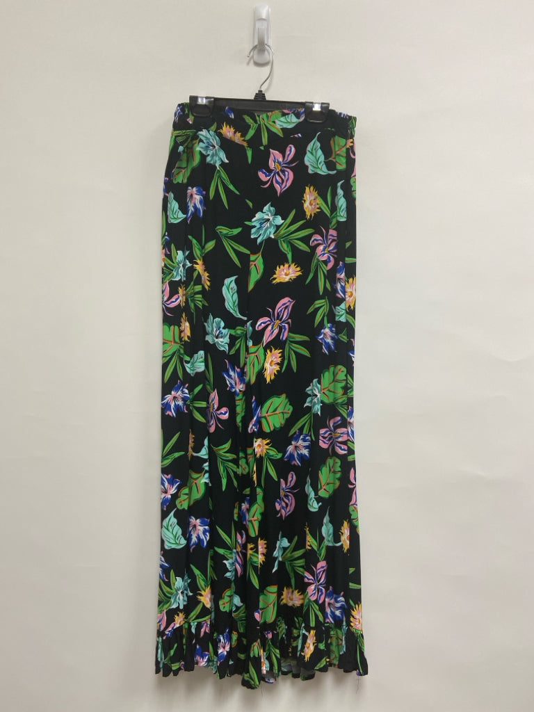 Size L Black Green/Multi Flowers Ladies Pants