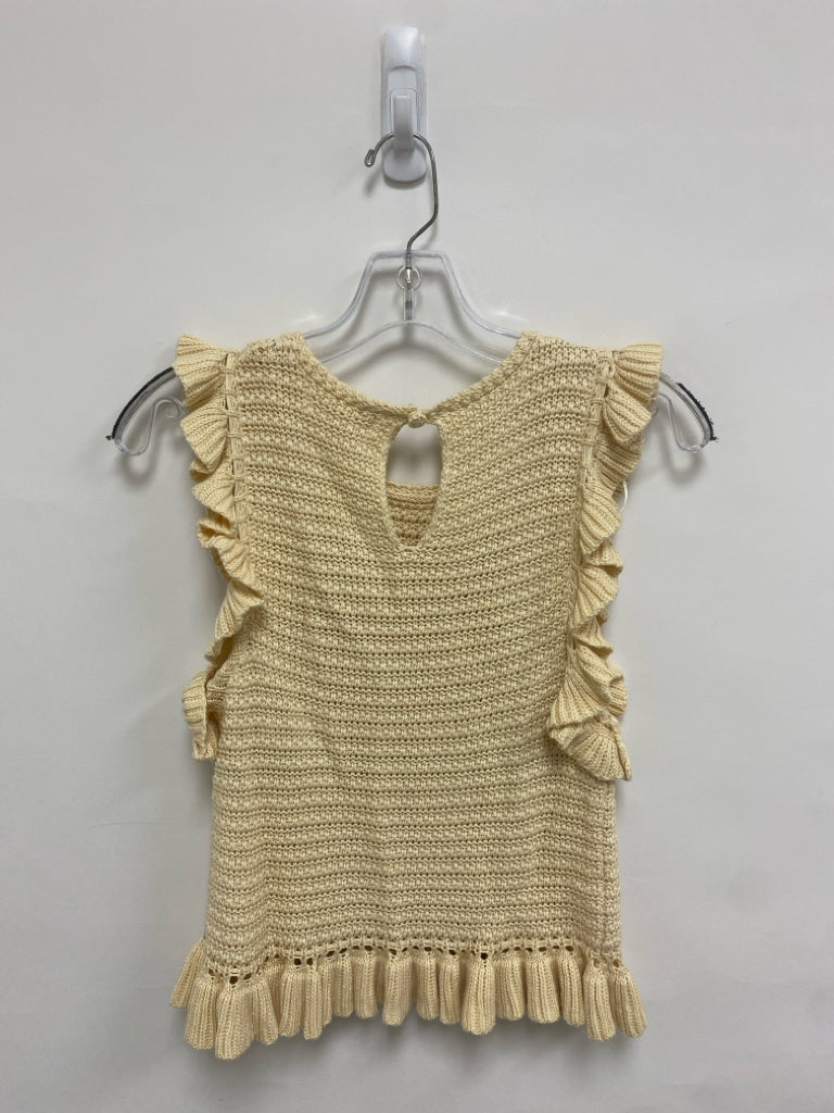 Size S Tan Ruffles Sleeveless Ladies Sweater