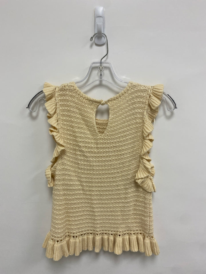 Size S Tan Ruffles Sleeveless Ladies Sweater