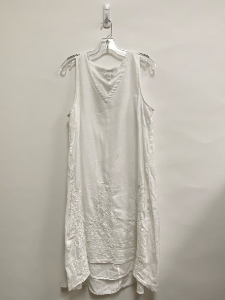 J Jill Size L White Sleeveless Linen Ladies Dress