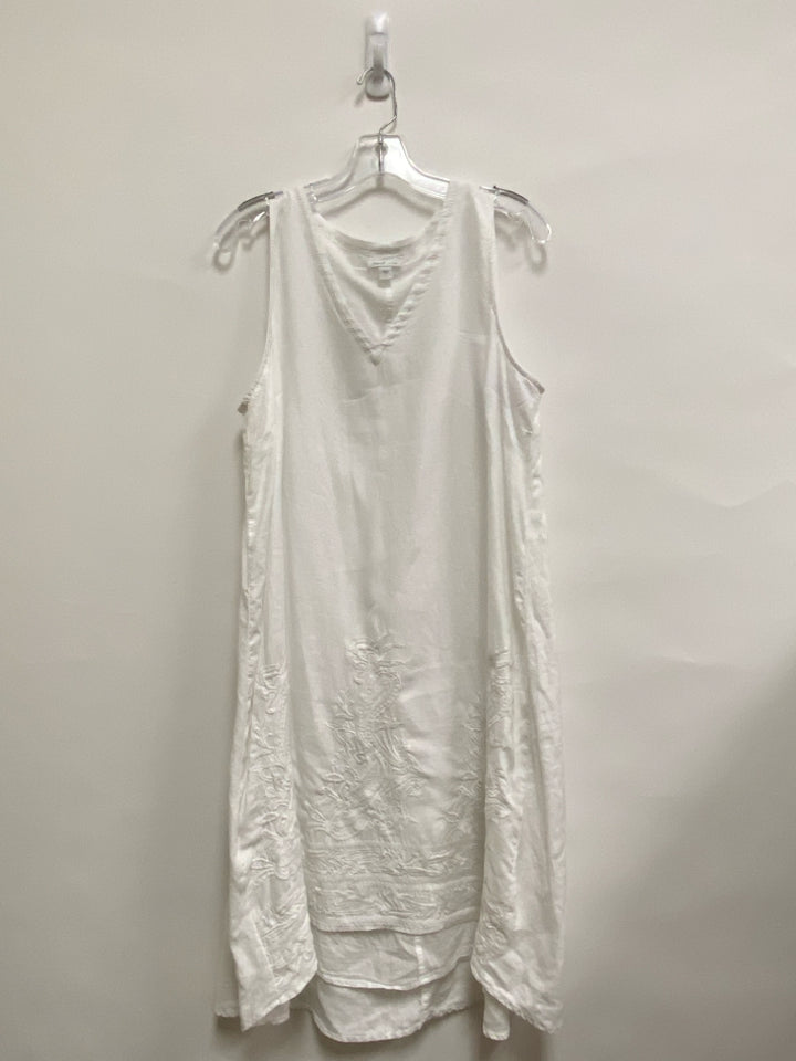 J Jill Size L White Sleeveless Linen Ladies Dress