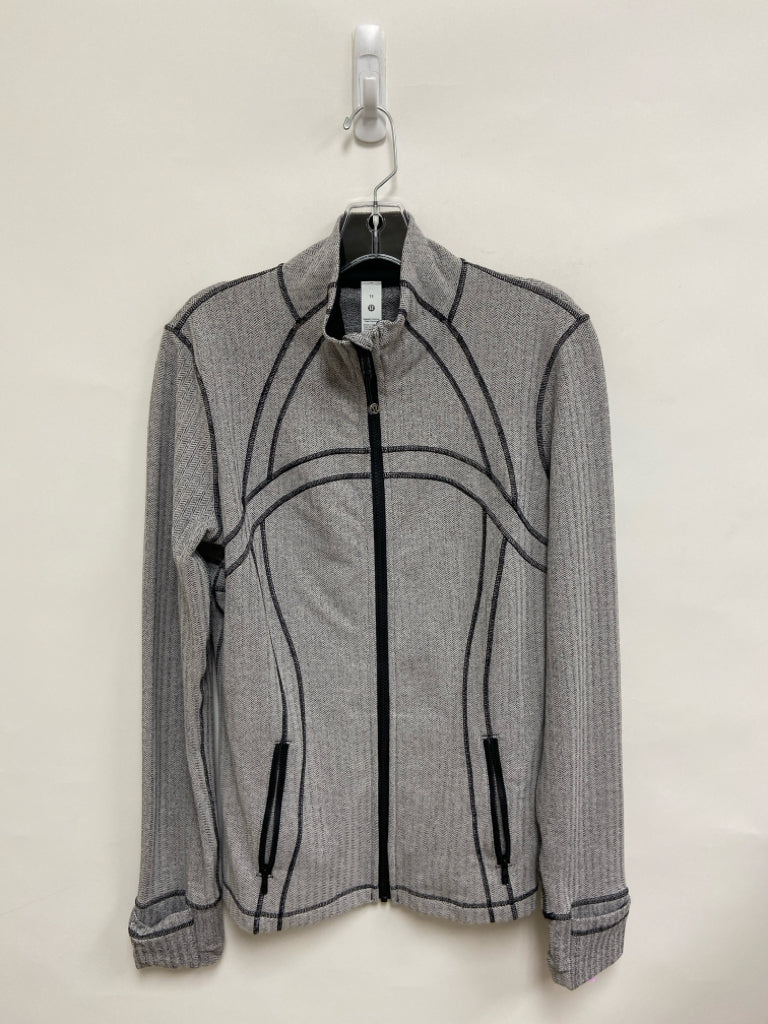 Lululemon Size 12 Gray/Black Herringbone Zip Down Athletic Jacket