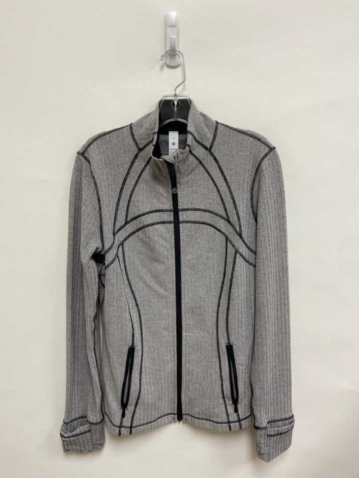 Lululemon Size 12 Gray/Black Herringbone Zip Down Athletic Jacket