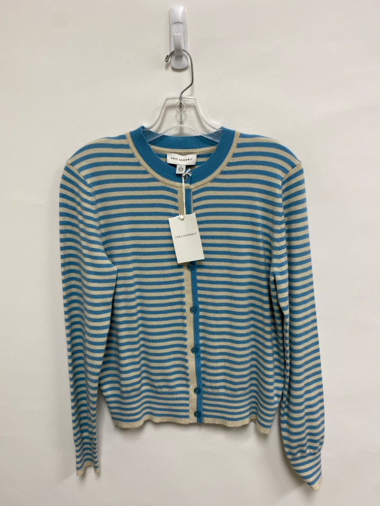 NWT FREE ASSEMBLY Size S Ivory Light Blue Stripes Cardigan Ladies Sweater