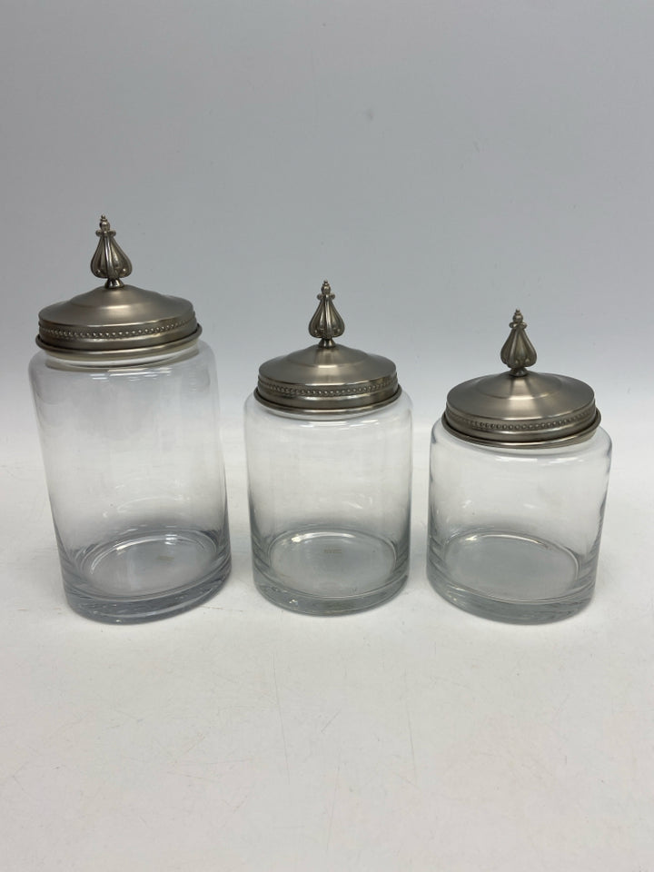 Southern Living Clear Silver Metal/Glass Canister Set