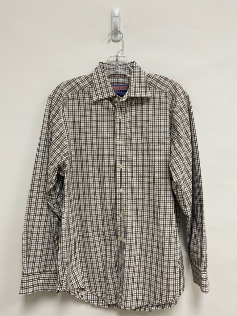 Vineyard Vines Size M White Brown Plaid Button Down Men&