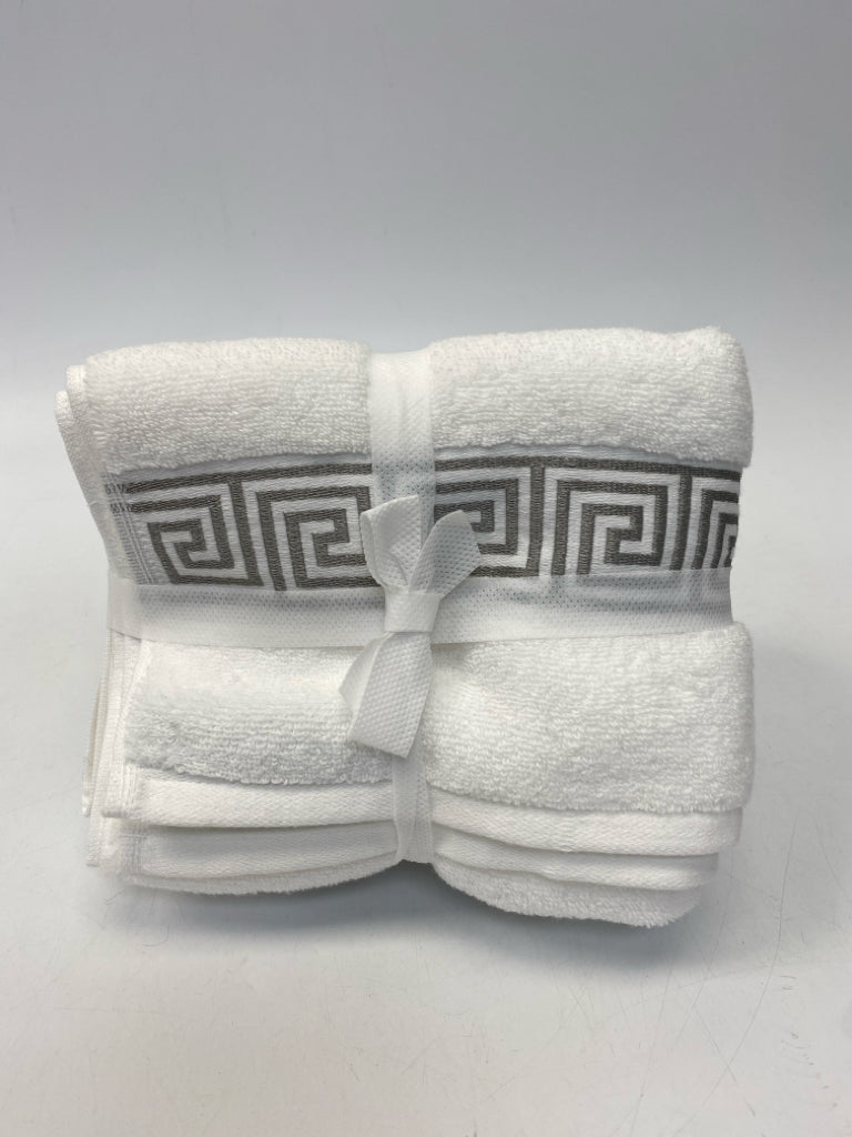 NWT White Gray Trimmed Towel