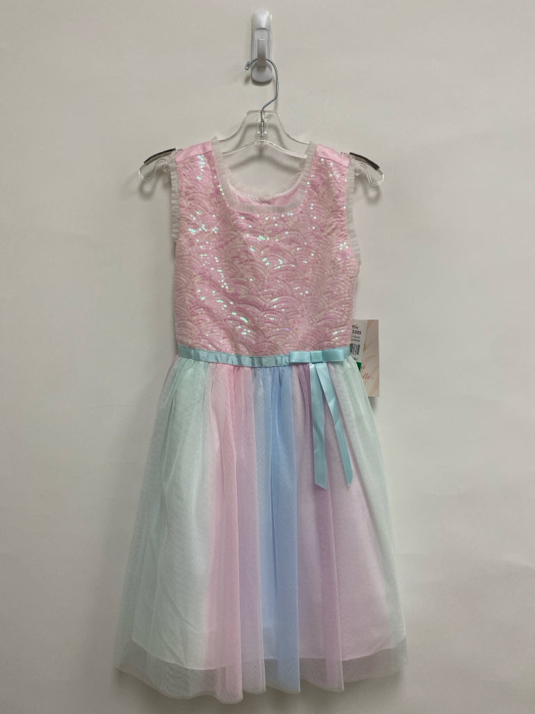 NWT SIZE 8 Pink Blue Sequined Sleeveless Mesh Girl&