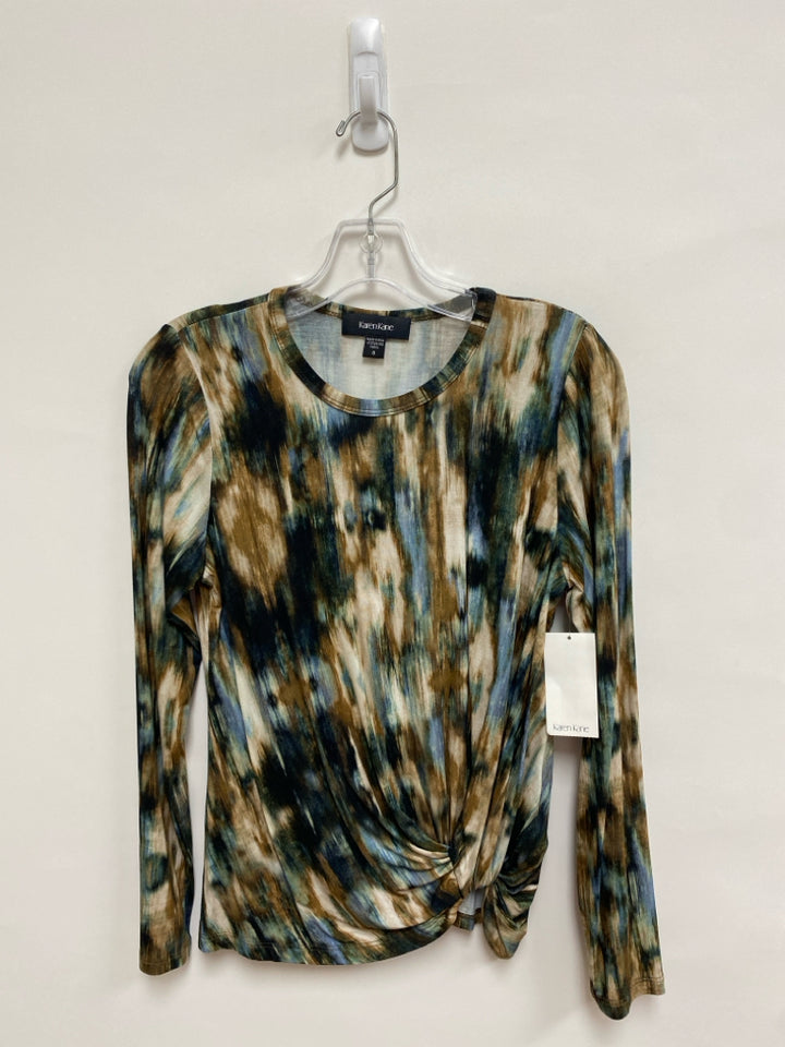 NWT Karen Kane Size S Brown/Green Blue/Black Watercolors Ladies Top