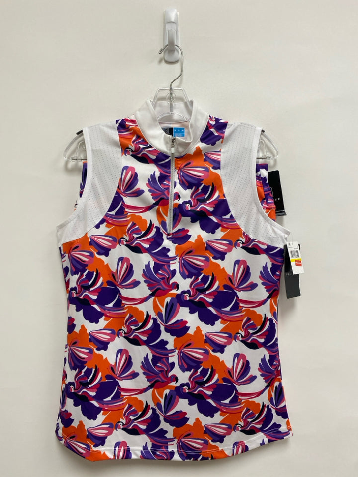 NWT PGA TOUR Size S White/Pink Purple/Orange Birds Sleeveless Athletic 2pc