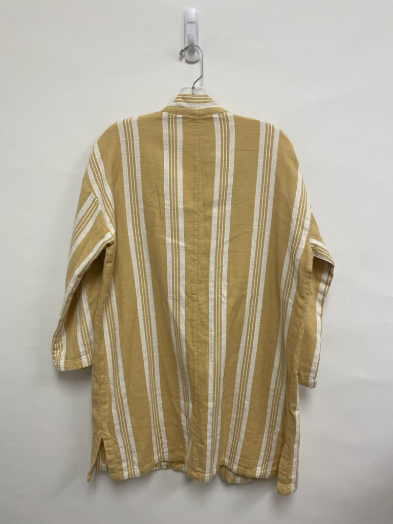 Eileen Fisher Size XXS Tan White Striped Sleeveless Ladies Jacket