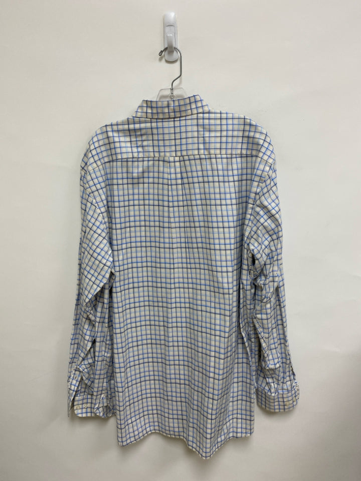 Alan Paine Size XL White Blue Plaid Men&