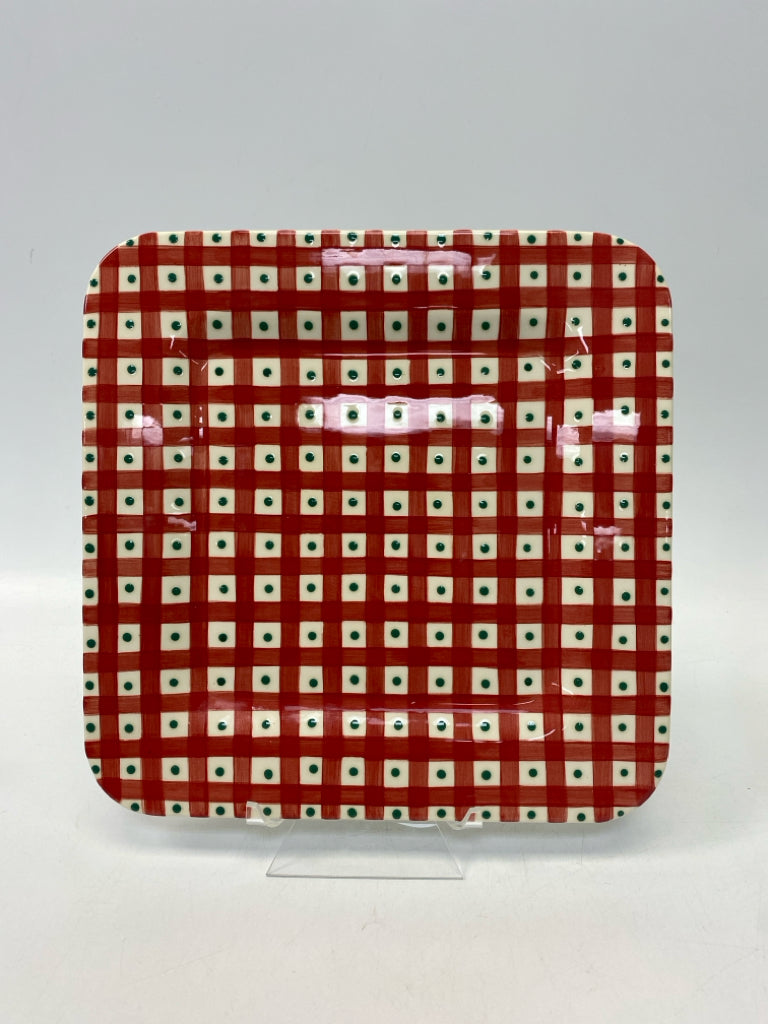 Red Cream/Green Squares Christmas