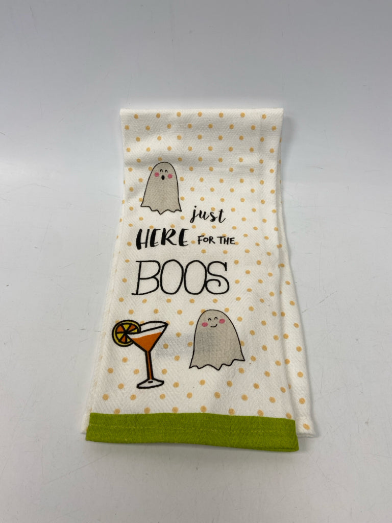 Cynthia Rowley White Green/Orange Ghost Tea Towel