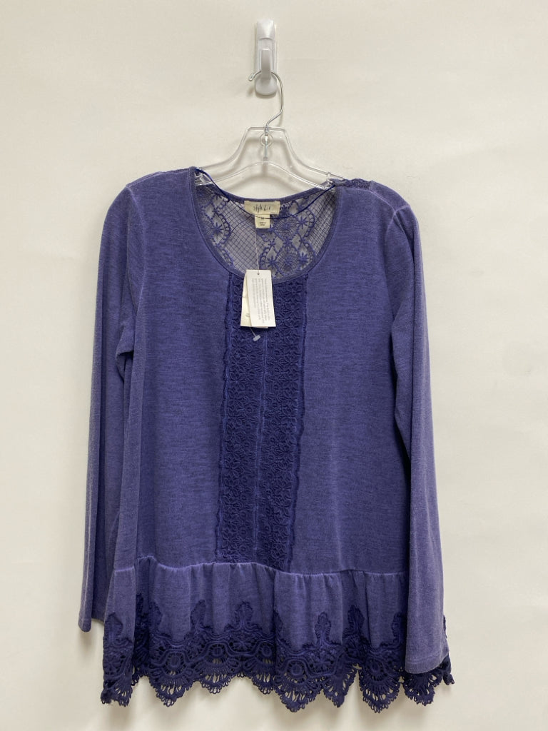 NWT Style &amp; Co. Size M Faded Purple Lace Long Sleeve Ladies Top