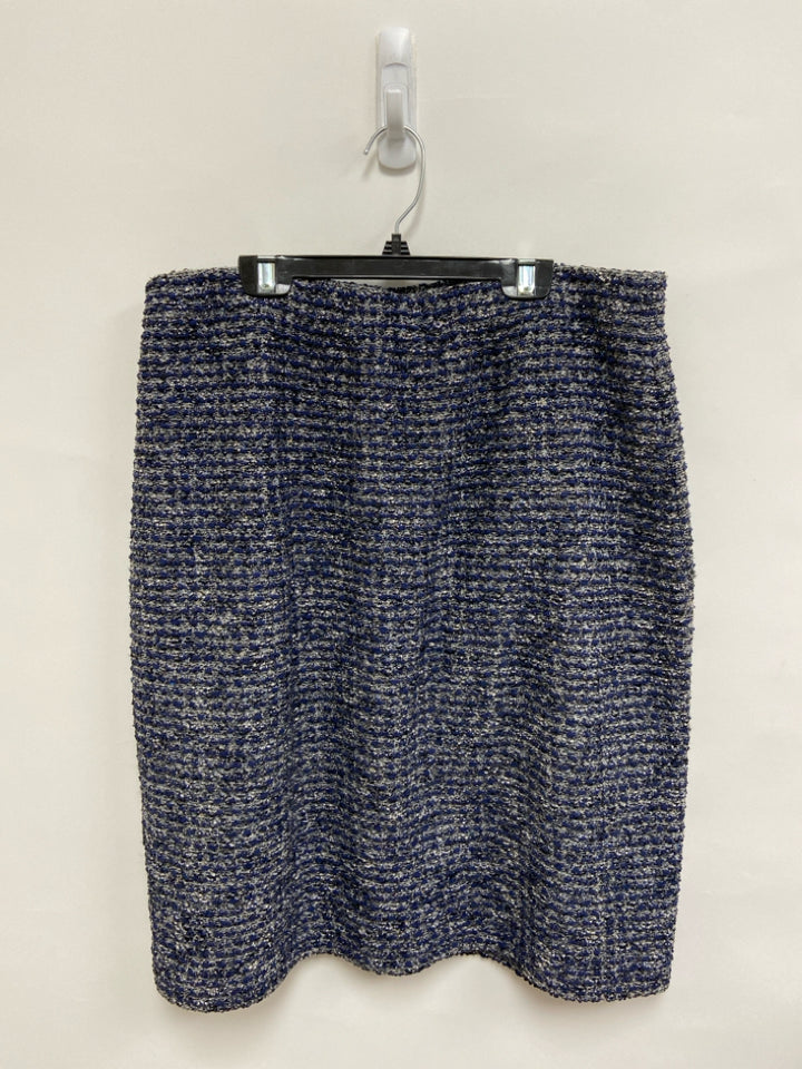 ST. JOHN Size L Gray/Navy Woven Ladies Skirt