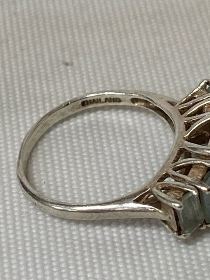 Pale Blue Silver Jeweled Ring