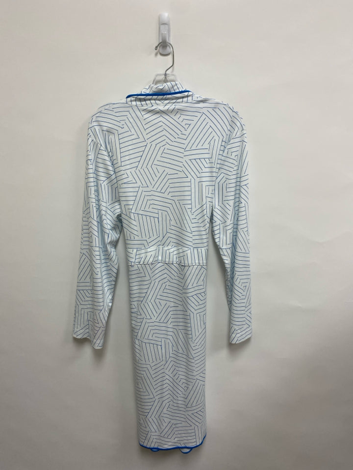 Size M White Blue Stripes Ladies Robe