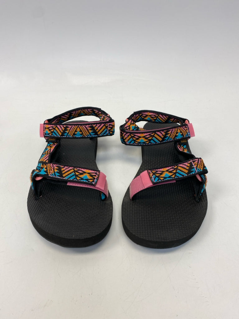Teva  Size 8 Black Orange/Multi Sandals