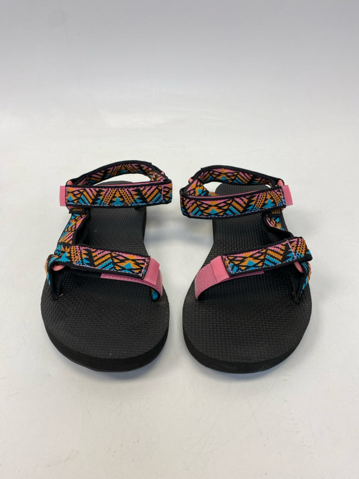 Teva  Size 8 Black Orange/Multi Sandals
