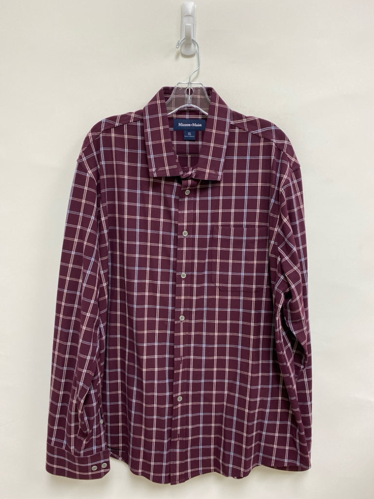 Mizzen + Main Size XXL Dark Purple White/Blue Plaid Men&