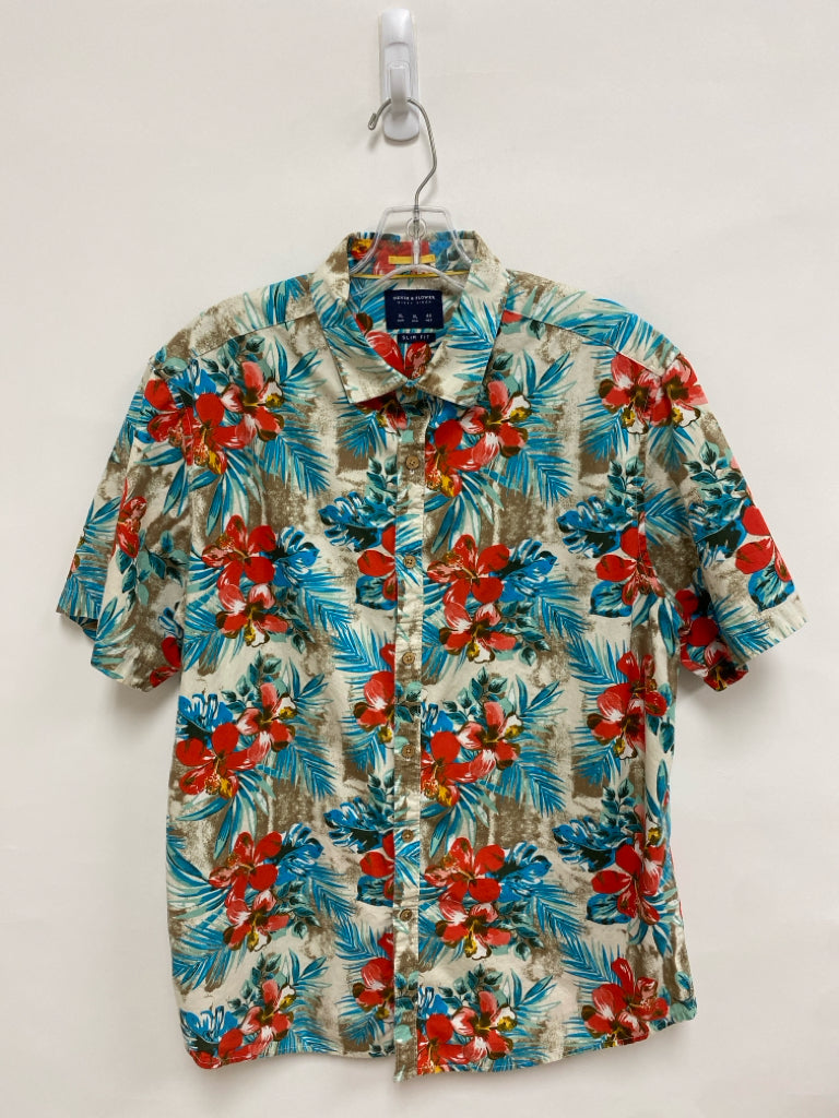 Denim &amp; Flower Size XL Beige/Aqua Red/Brown Tropical Men&