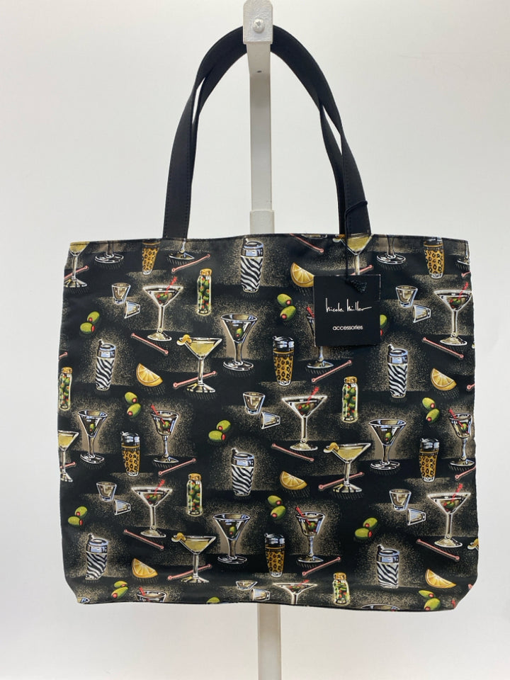 NWT Nicole Miller Black Multi-Color Tote Bag