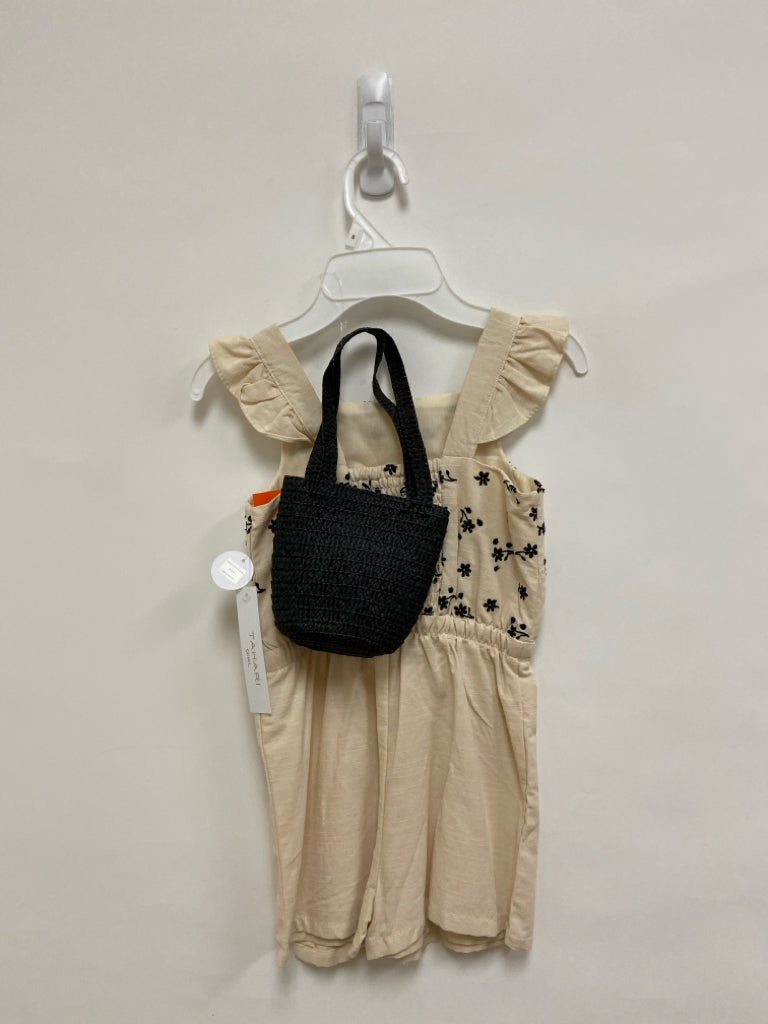 NWT Tahari SIZE 6 Cream Black Flowers Sleeveless Embroidered Girl&