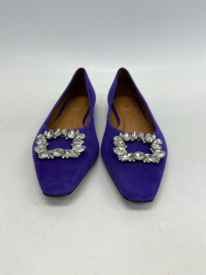 Talbots US Shoe Size 10 Purple White Rhinestone(s) Suede Flats