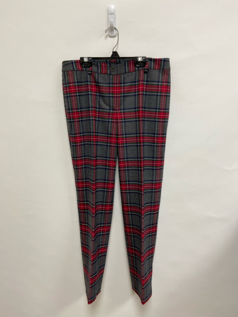 Talbots Size 8 Charcoal Red/Green Plaid Wool Blend Ladies Pants