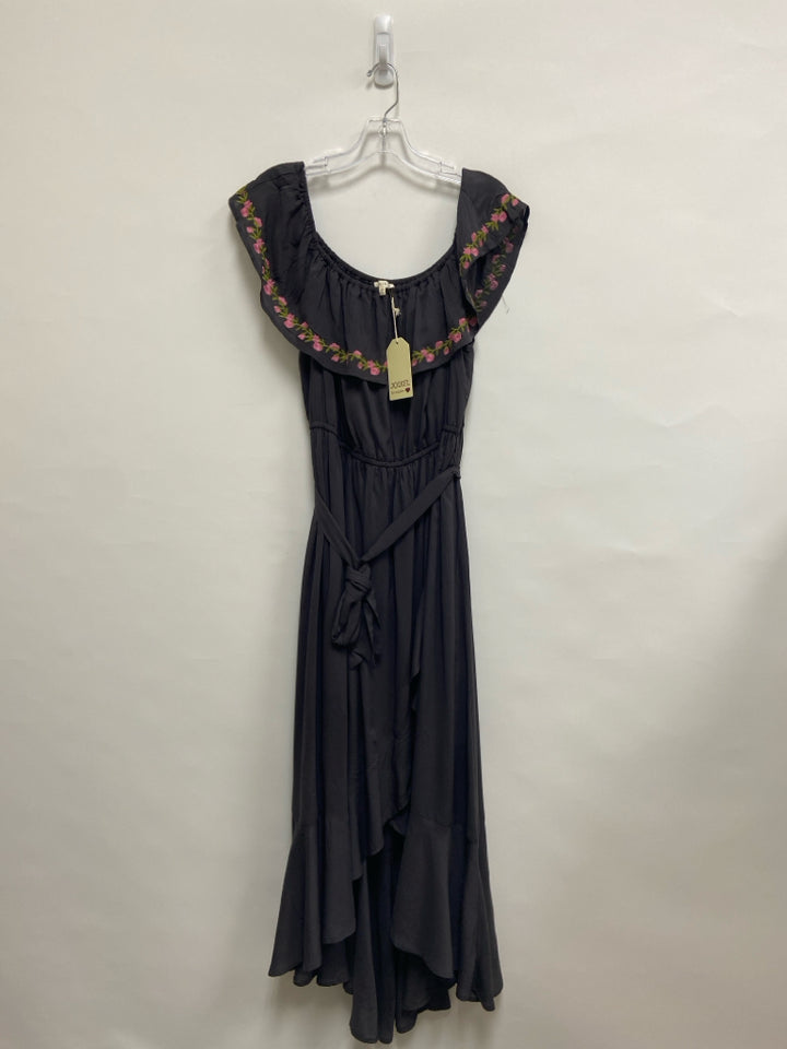 NWT Jodifl Size L Dark Gray Green/Pink Embroidered Ladies Dress