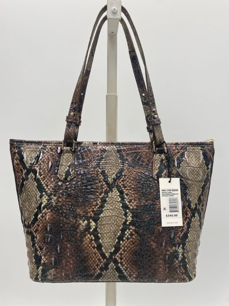 NWT Brahmin Brown Tan Snakeprint Leather Handbag