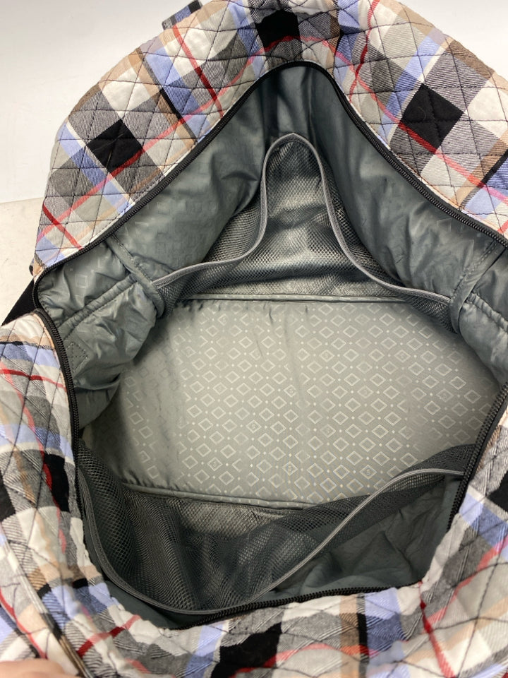 Vera Bradley Blue/Black White/Tan Plaid Duffle Bag